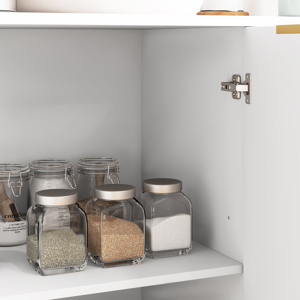 HOMCOM Sideboard Buffet Cabinet, Modern Kitchen Storage Cabinet with Adjustable Shelves and Metal Legs, White