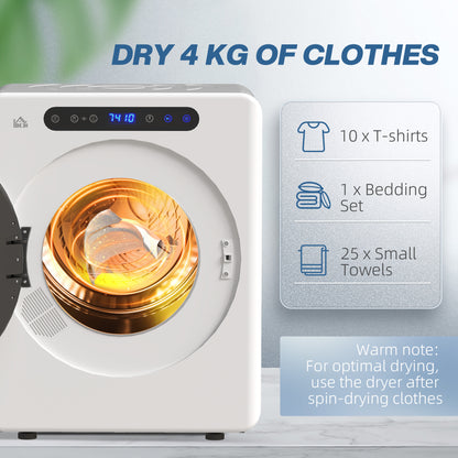 HOMCOM 4kg Compact 40-60℃  Tumble Dryer - White