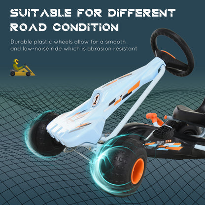 HOMCOM Pedal Go Kart, Kids Ride On Race Car with Brake, Gears Shift, Steering Wheel, Adjustable Seat, Gift for Boys and Girls 3-6 Years Outdoor, Blue