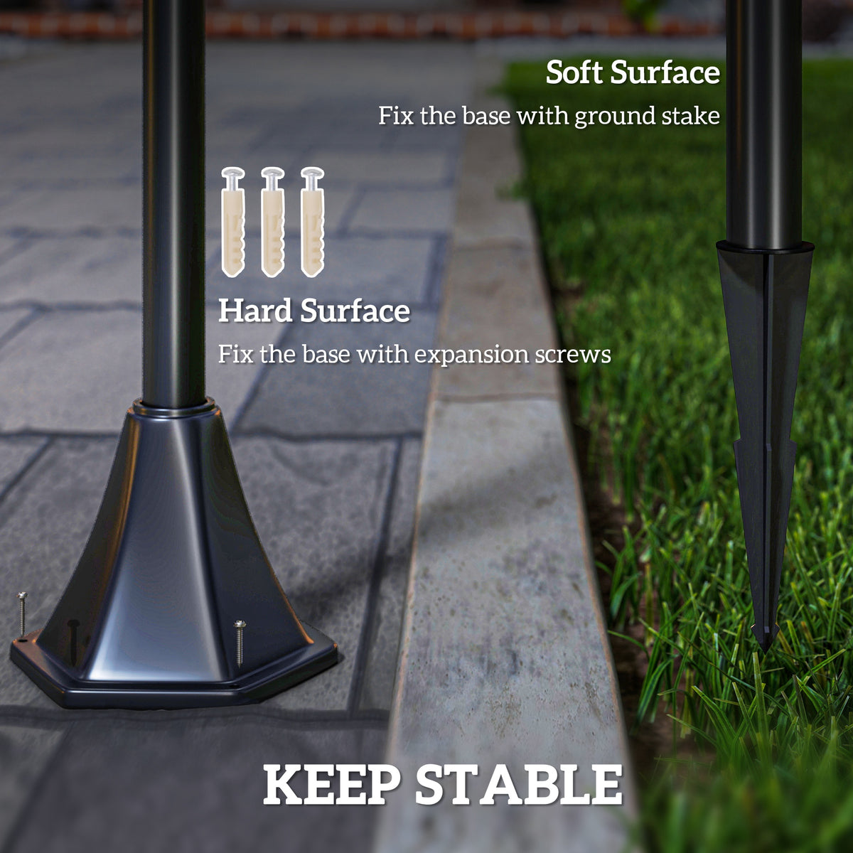 Outsunny Outdoor Garden Solar Post Lamp Sensor Dimmable LED Lantern Bollard Pathway 1.6M Tall – Black