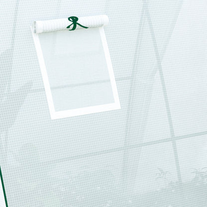 Outsunny Polytunnel Greenhouse with Sandbags, Walk-In Tunnel Green House with 2 Doors and Screen Windows, 1.8 x 1.8 x 2m, White