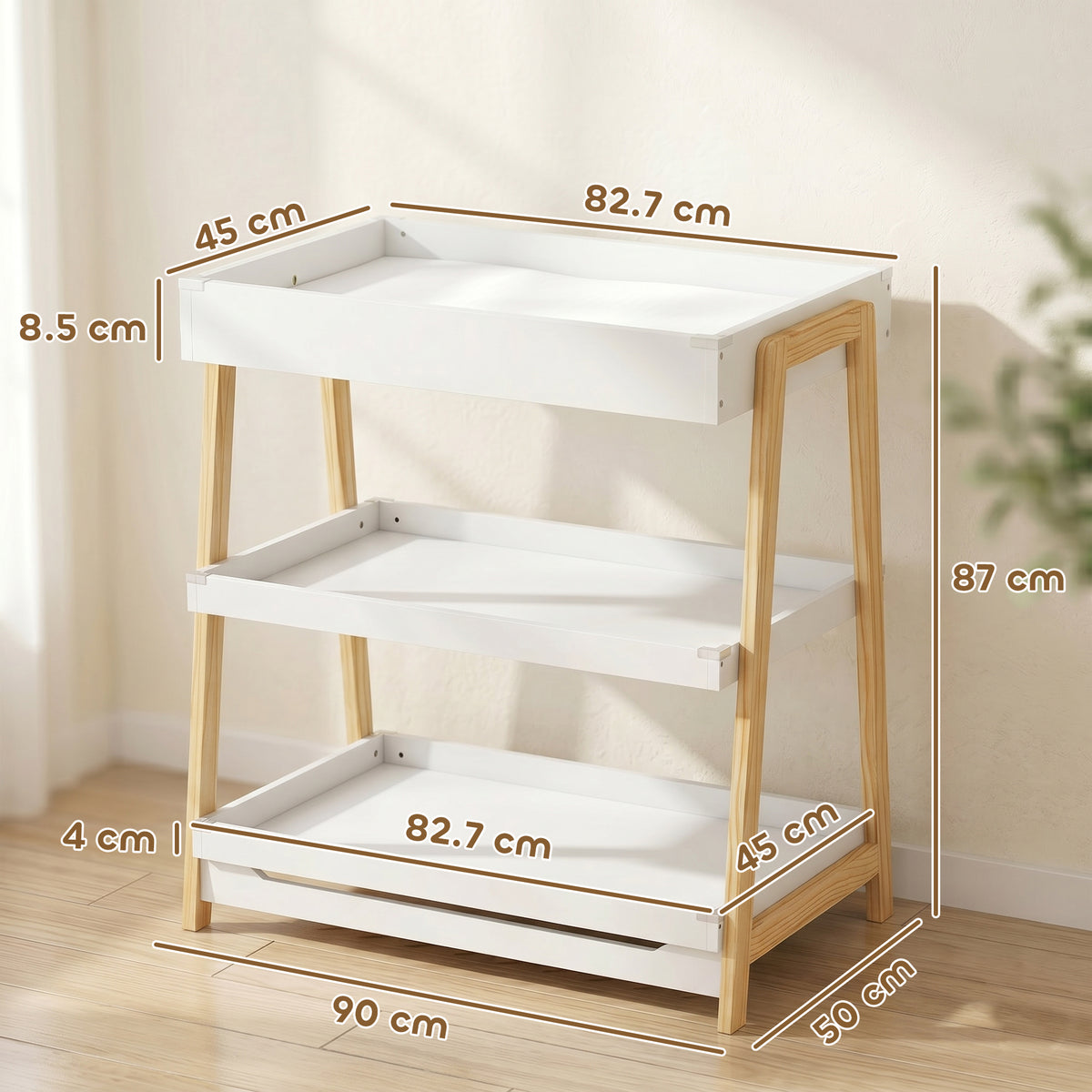 AIYAPLAY Baby Changing Table with 2 Storage Shelves, Nursery Diaper Changing Unit with Waterproof Changing Mat, White