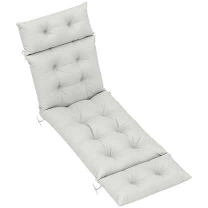 Outsunny Sun Lounger Cushions Only, 190 x 56 x 10 cm Garden Lounge Chair Cushions, UPF20+ 220gsm Fabric, Thick Sunbed Replacement Pads with 6 Ties, Light Grey