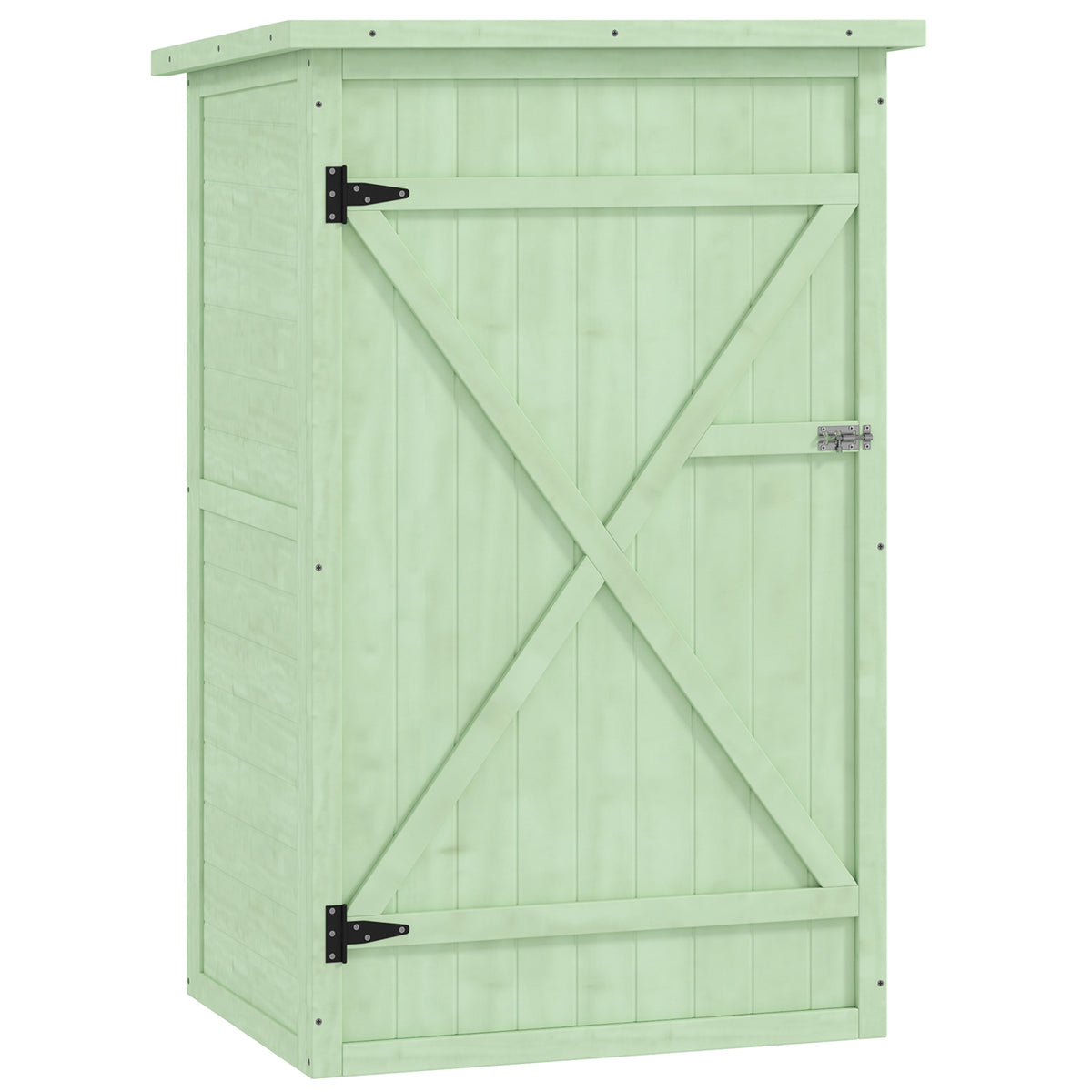 Outsunny Wooden Small Shed, Garden Storage Shed with Shelves and Bolt Latch, 75L x 56W x115H cm, Green