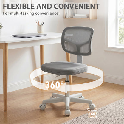 Vinsetto Small Office Chair without Arms, Ergonomic Swivel Mesh Desk Chair with Curved Back, Dark Grey