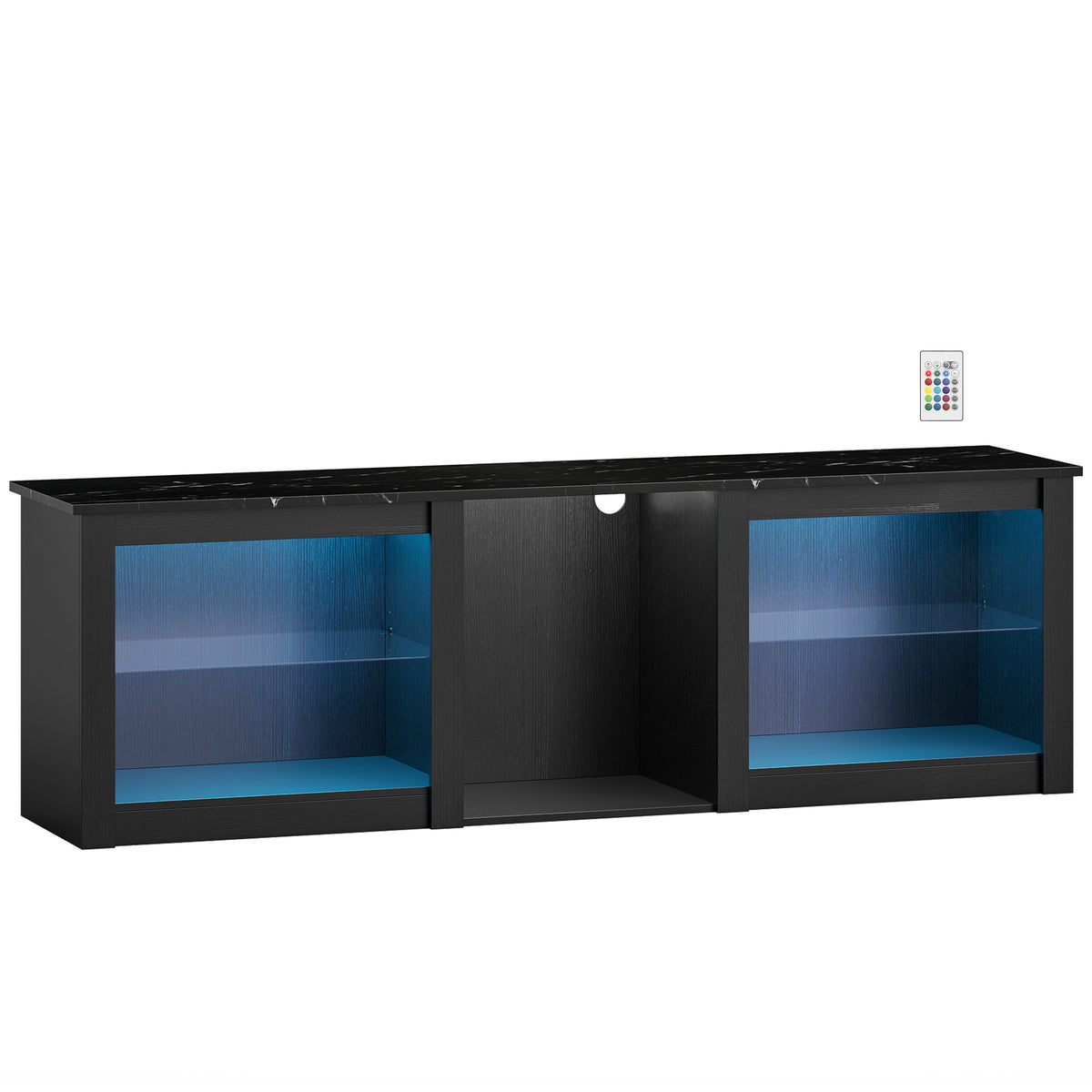 HOMCOM 70" TV Stand, with LED Lights and Storage - Black
