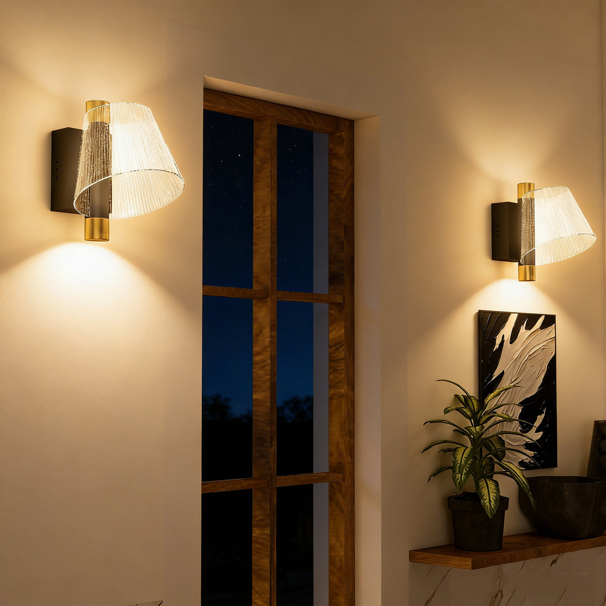 HOMCOM Led Wall Lamp 2 Pack, 5W Modern Indoor Starry Wall Light, Colour Temperature Adjustable 3000K/4000K/6500K, for Bedroom, Living Room, Hallway, Stairs, Black
