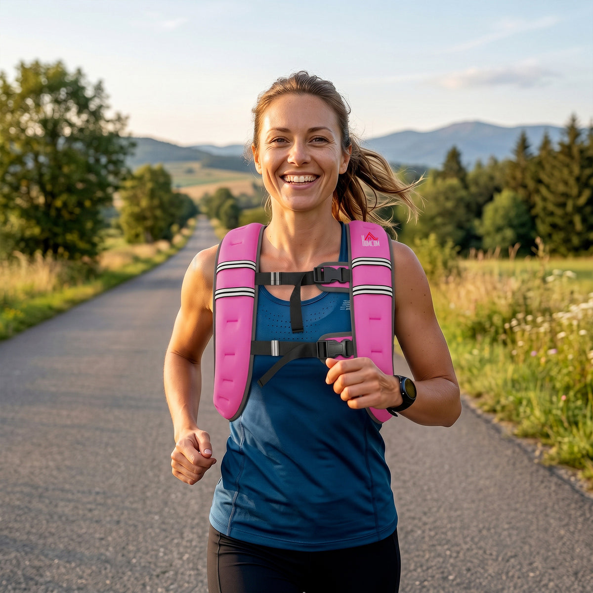 HOMCOM 8KG Weighted Vest, Running Weight Vest with Adjustable Strap, Convenient Pocket and Reflective Strips for Men and Women