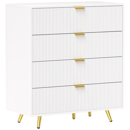 HOMCOM Elegant Four-Drawer Bedside Table - White