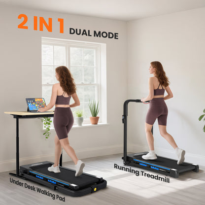 HOMCOM Folding Motorised Home Treadmill Walking Machine with LCD Monitor, Blue