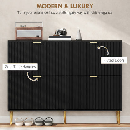 HOMCOM Elegant Four-Drawer Shoe Cabinet - Black