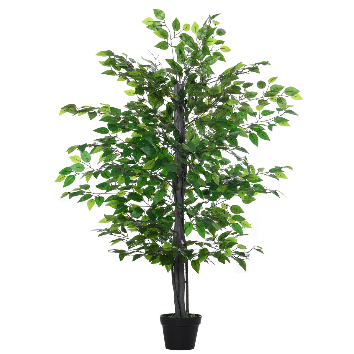 Outsunny Artificial Tree White Rose Floral in Pot, Fake Plant for Home Indoor Decor, 90cm, Purple