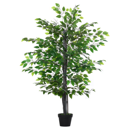 Outsunny Artificial Tree White Rose Floral in Pot, Fake Plant for Home Indoor Decor, 90cm, Purple