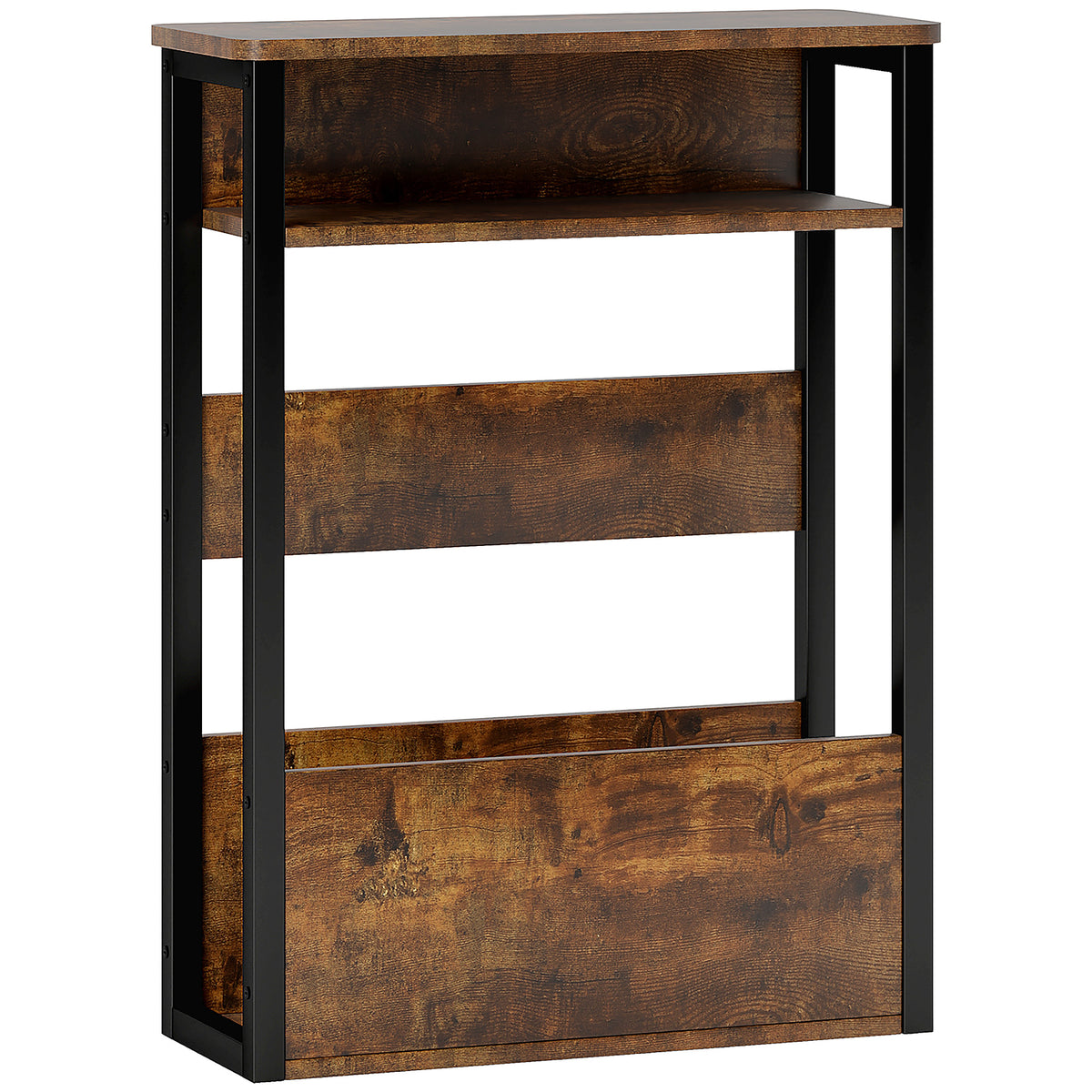 HOMCOM Industrial-Style Side Table - Black/Brown