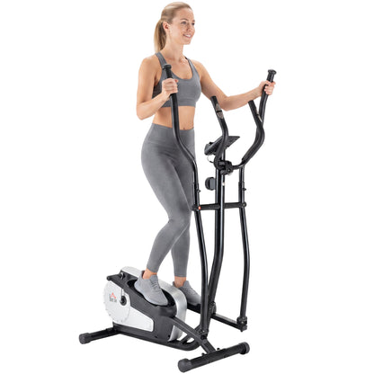 HOMCOM Elliptical Cross Trainer, Home Cardio Workout Machine with Eight Level Magnetic Resistance, LCD Monitor, Heart Rate Sensor, Two Wheels
