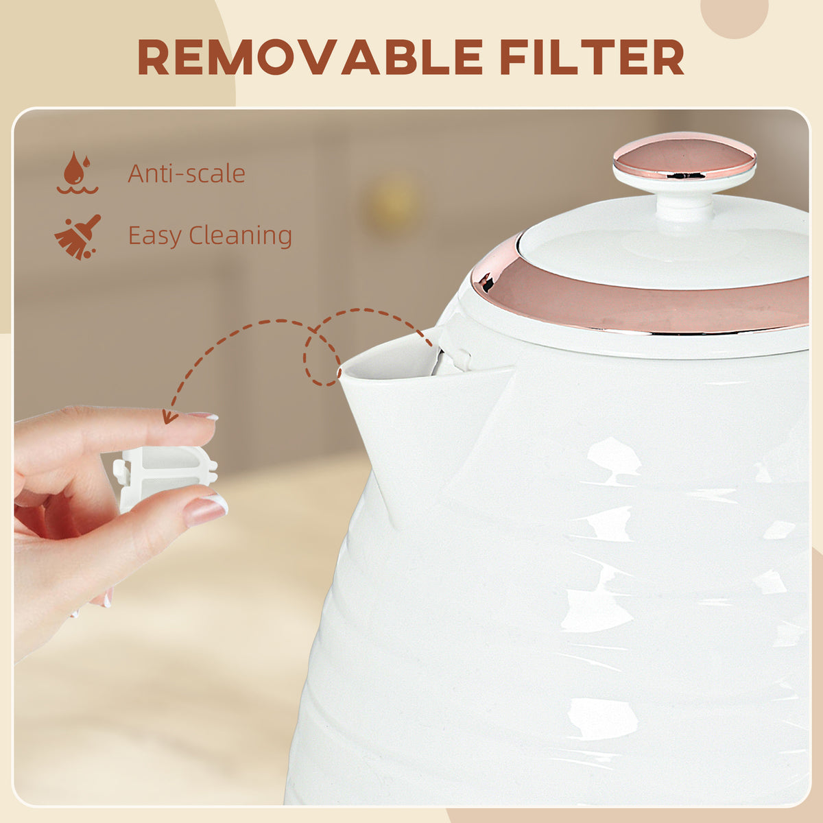 HOMCOM 3kW Rapid Boil Honeycomb Kettle - White
