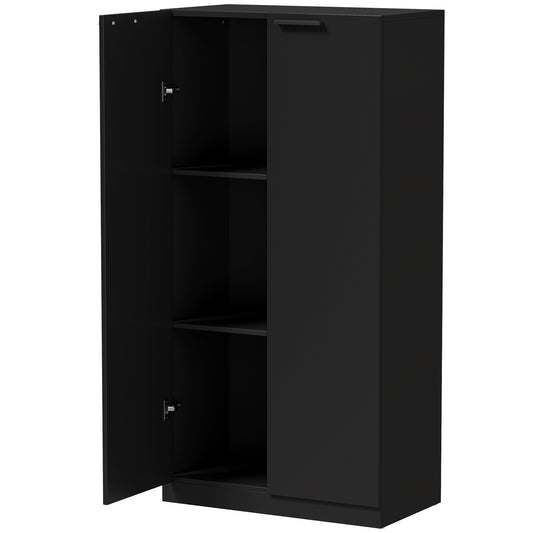 HOMCOM 120 cm Tall Storage Cabinet Cupboard, 3-Tier File Organiser Wooden Filing Cabinet, Black