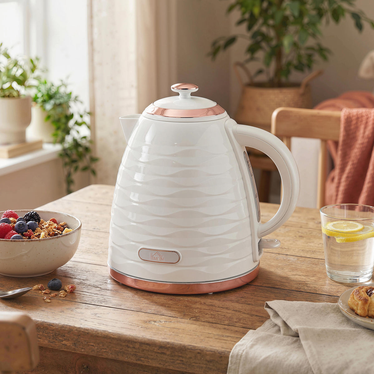 HOMCOM 3kW Rapid Boil Honeycomb Kettle - White