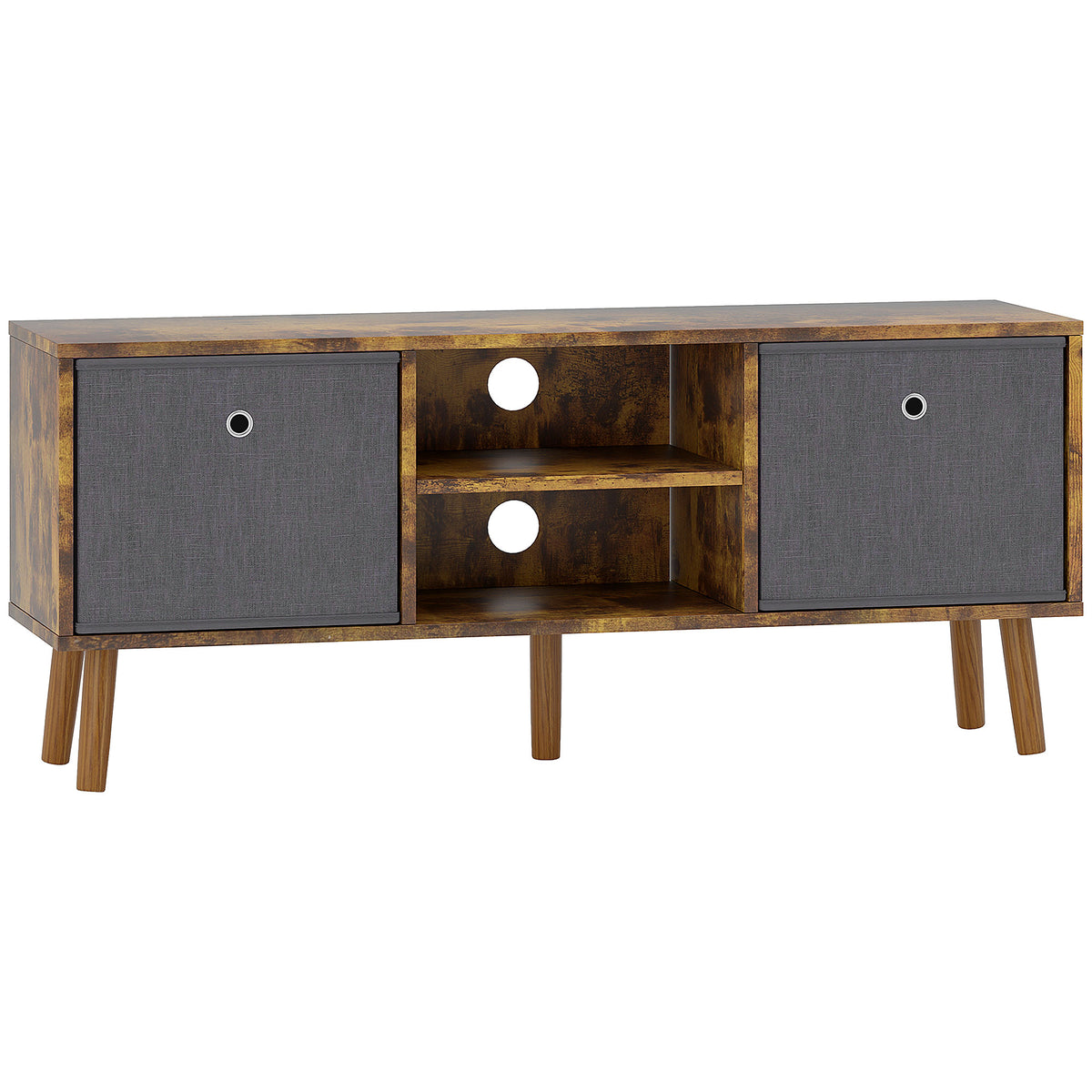 HOMCOM TV Cabinet Stand Unit for TVs up to 50'' with Foldable Drawers, Entertainment Centre for Living Room Rustic Brown