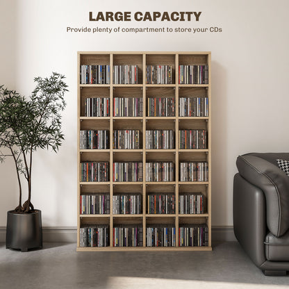 HOMCOM CD Storage Unit with Adjustable Shelves, Suitable for up to 456 CDs, 89 x 130.5 cm, Nature Wood Finish
