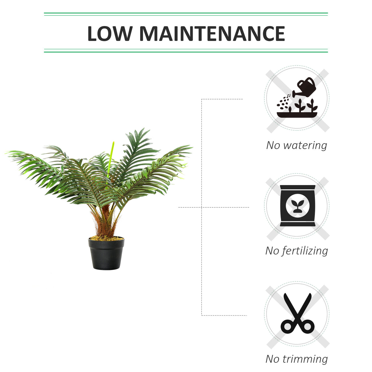 Outsunny 60cm Artificial Palm Tree Fake Plant in Pot - White