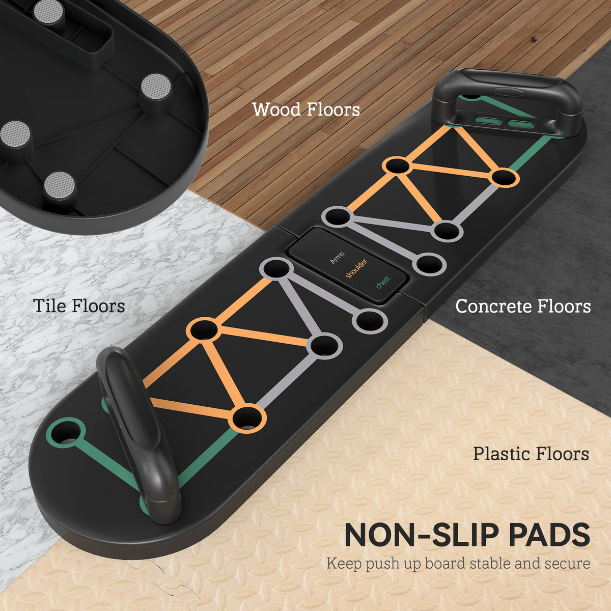 SPORTNOW Foldable Push Push Up Board with Non-Slip Pads, for Chest, Arms, Shoulders, Black