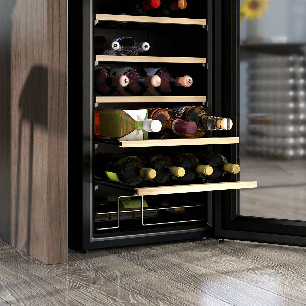 HOMCOM 24-Bottle 20℃ Wine Cooler Fridge - Black