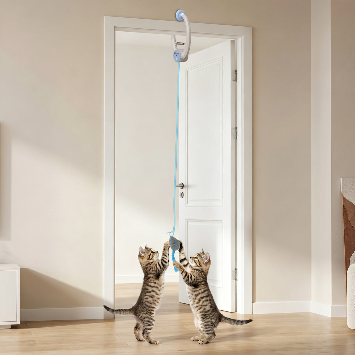 PawHut Interactive Cat Toys for Indoor Kittens & Adult USB Rechargeable Door Hanging Bouncing Mouse Teaser