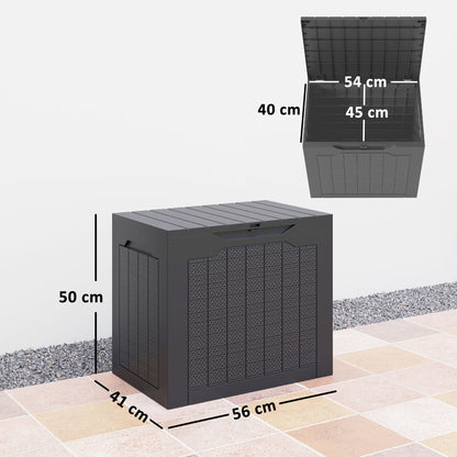Outsunny 97L Plastic Garden Storage Box, Outdoor Storage Box with Handles, Waterproof Outdoor Storage Container, Black