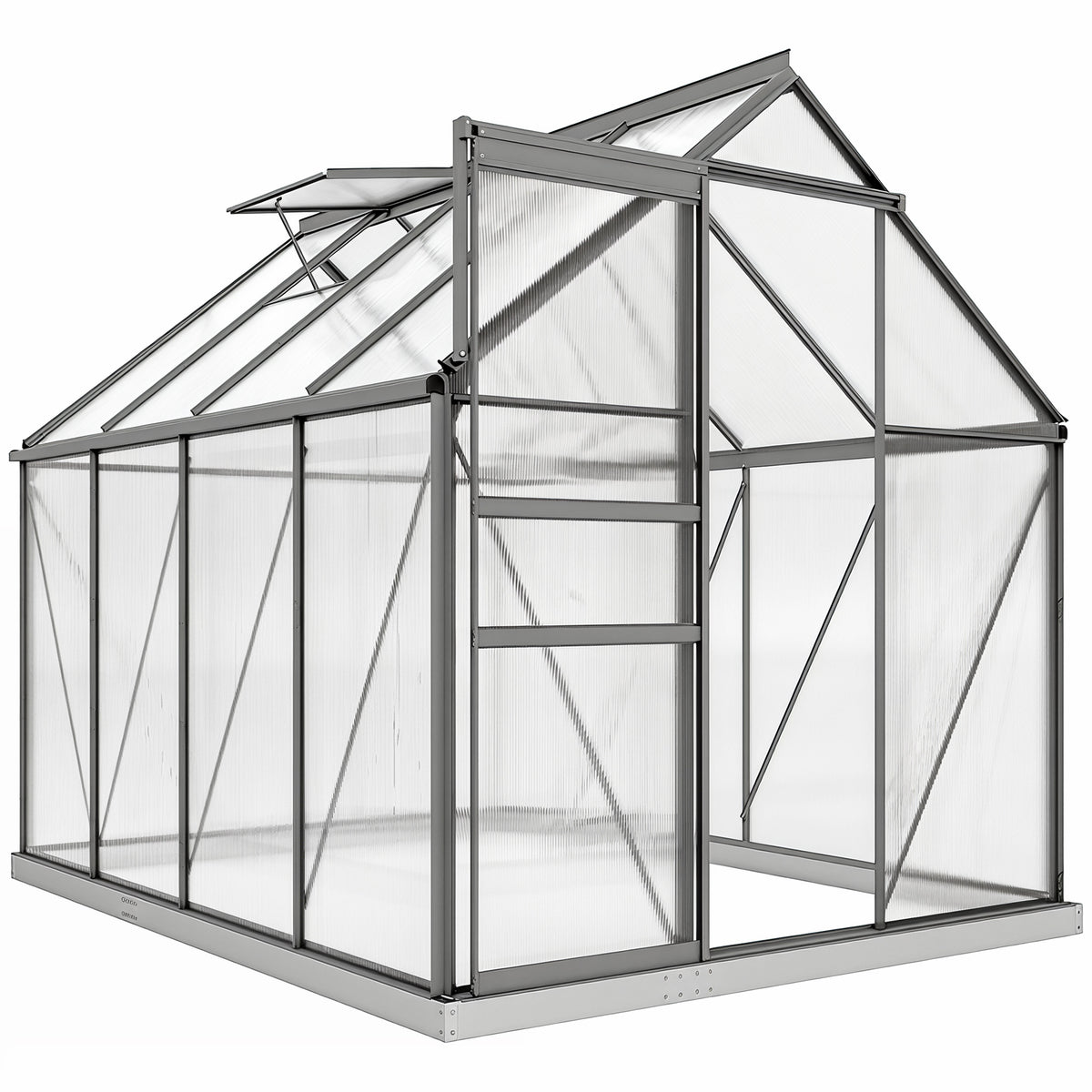 Outsunny 190 x 253 cm Walk-In Polycarbonate Greenhouse - Dark Grey