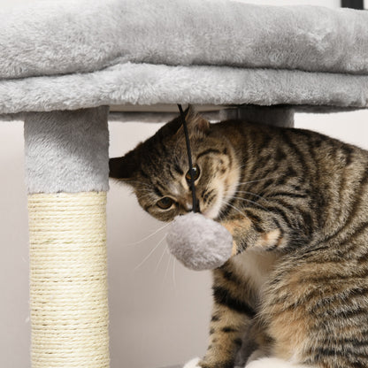 PawHut Cat Tree for Indoor Cats Climbing Tower Kitten Scratch Post Activity Center Kitten, Grey