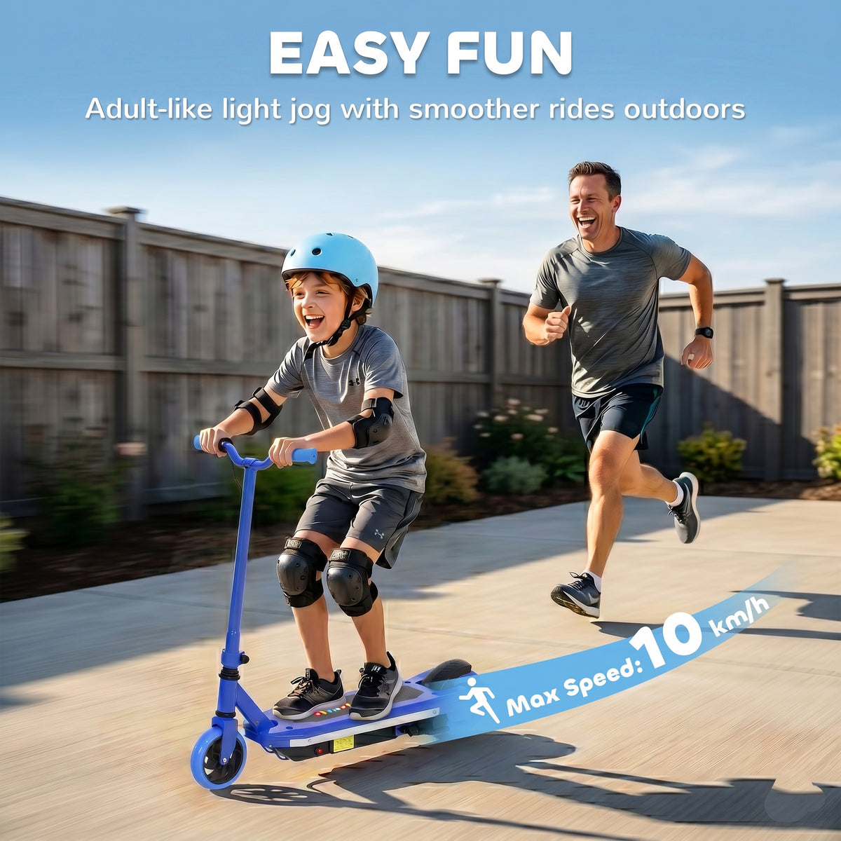 AIYAPLAY Electric Scooter for Kids 6-14 Years, with Colourful Lights, Blue