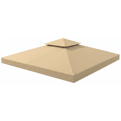Outsunny 3(m) Gazebo Top Cover Double Tier Canopy Replacement Pavilion Roof Deep Beige