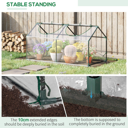 Outsunny Mini Greenhouse Portable Flower Planter Vegetable Grow House for Garden with Zipped Windows, 120 x 60 x 60 cm, Clear