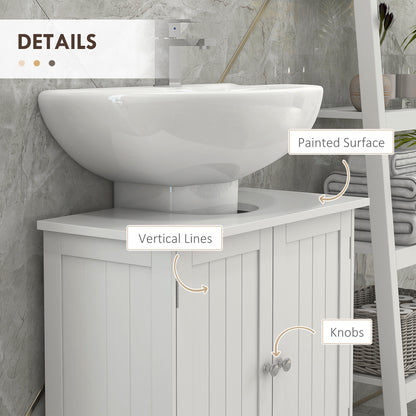 HOMCOM Under Sink Bathroom Storage Cabinet 2 Layers Vanity Unit Wooden - White