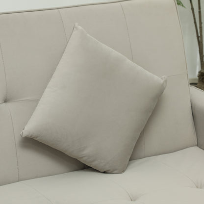 HOMCOM 3 Seater Velvet Sofa Bed, Convertible Pull-Out  Sofa Bed with Adjustable Backrest, Space Saving Living Room Sofa, Beige