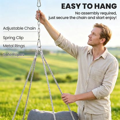 Outsunny Hanging Chair Outdoor Hammock Chair with Soft Cushion, Cotton Rope Boho Style Swing Chair, Hanging Garden Swing Seat for Indoor Outdoor, Dark Grey