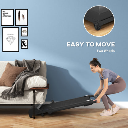 HOMCOM Walking Pad Treadmill, Folding Under Desk Treadmill, 1-10km/h, with Remote Control, Black