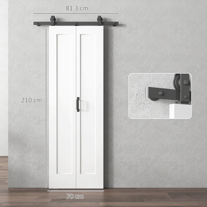 HOMCOM Slide Door, 70cm Modern Sliding Door Set Kit with Steel Rail, White
