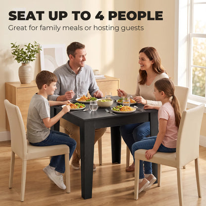 HOMCOM Dining Table for 4, 80L x 80W x 75Hcm, Modern Square Kitchen Table with Wood Effect Tabletop, Black Wood Effect