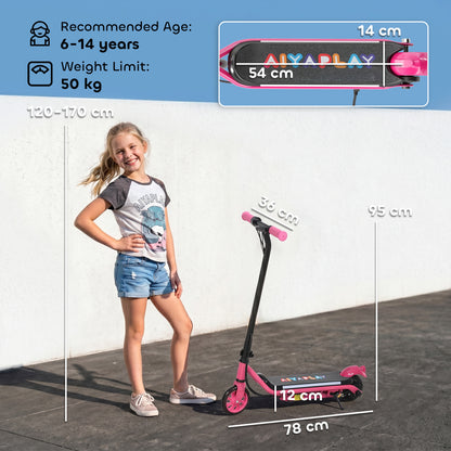 AIYAPLAY Electric Scooter for Kids Aged 6-14 Years, with Colourful Lights, Pink