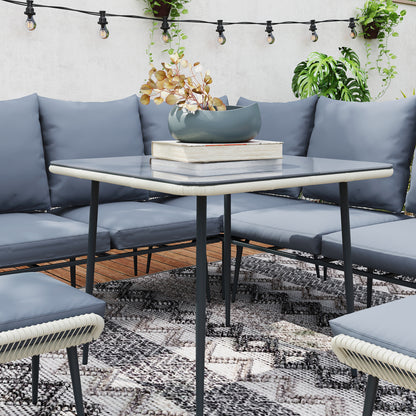 Outsunny Six-Piece Rattan Strong Garden Sofa Set with Removable and Washable Covers - Grey