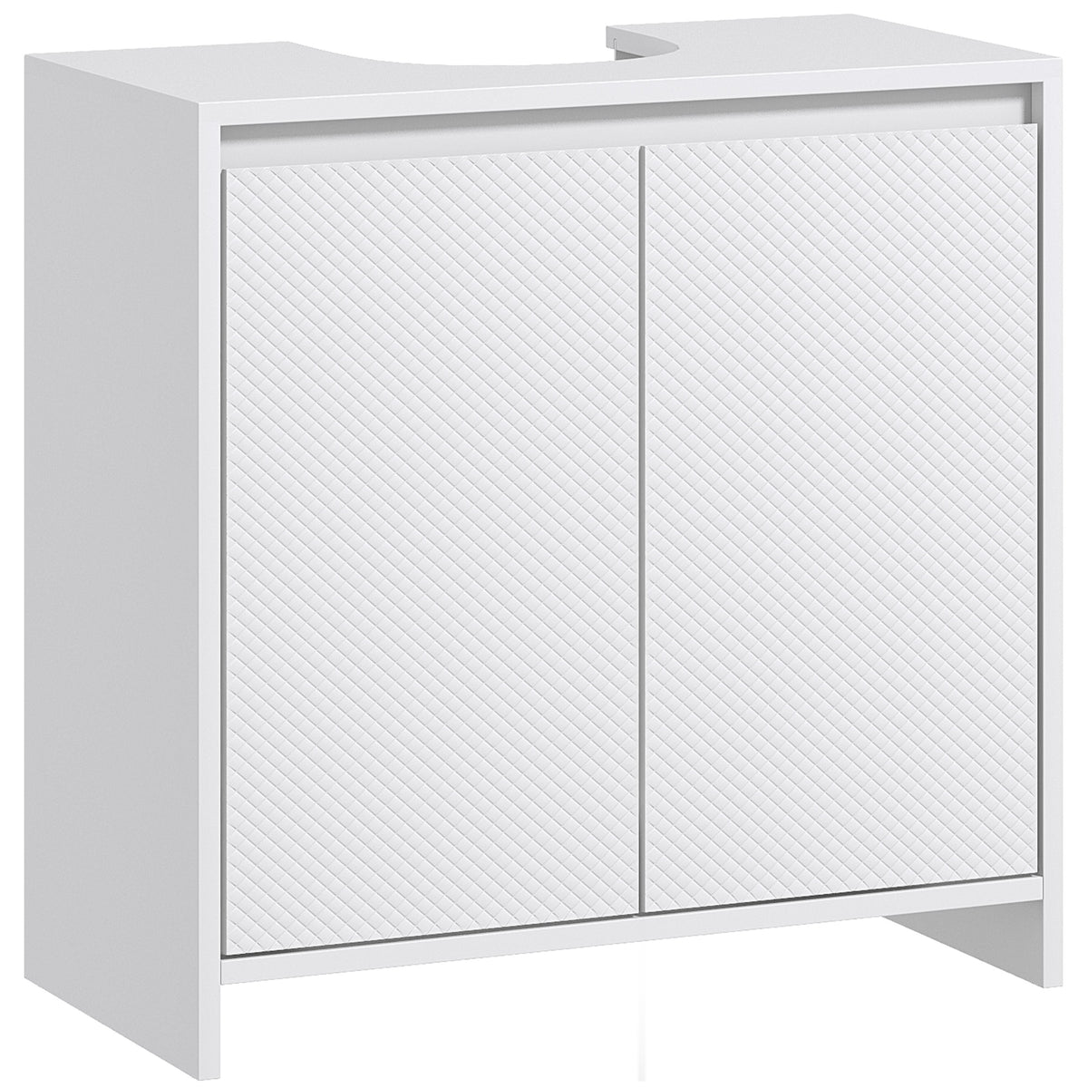 HOMCOM Under Sink Bathroom Cabinet, Freestanding Under Sink Cabinet with 2 Doors and Shelf for Basin without or with Pedestal, White