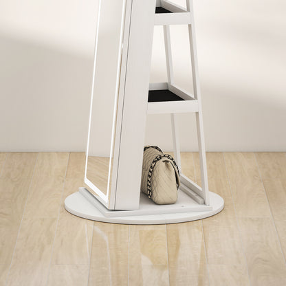 HOMCOM Storage Jewellery Cabinet, with Mirror and Lights - White