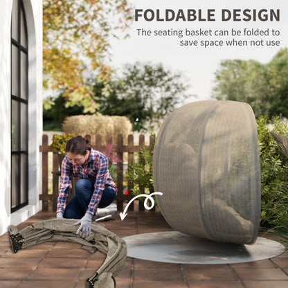 Outsunny Double Hanging Egg Chair 2 Seaters Texteline Swing Hammock Chair with Stand, Cushion and Folding Design, for Indoor and Outdoor, Brown