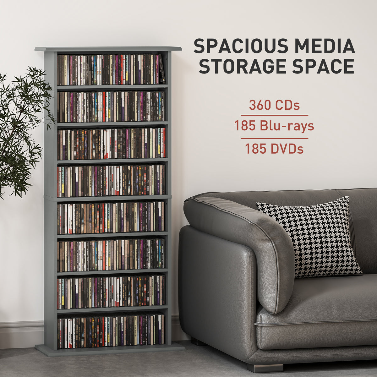 HOMCOM 360 CD Storage Unit - Grey