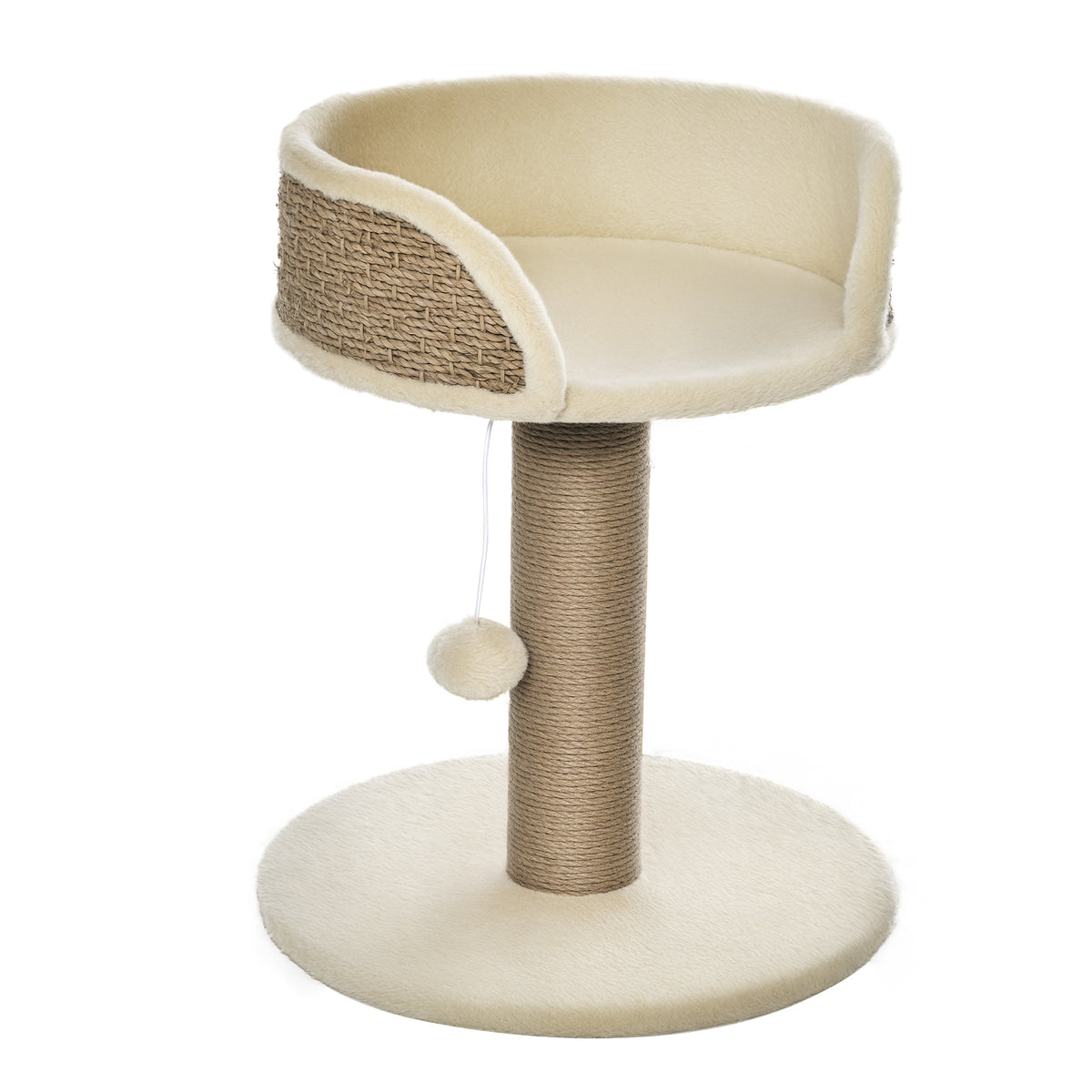 PawHut Cat Tree Cat Scratching Post for Indoor Cats Kitten Play Tower Activity Centre Climbing Stand with Dangling Ball Beige