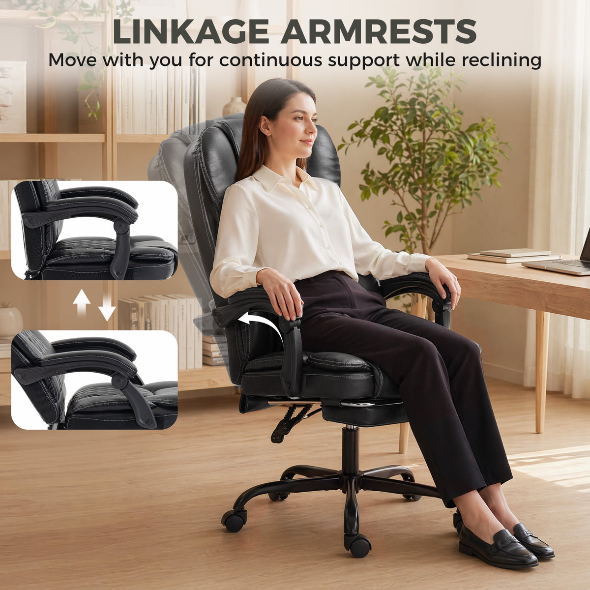 HOMCOM Executive Home Office Chair Reclining Function Footrest Computer Desk Chair High Back, Black