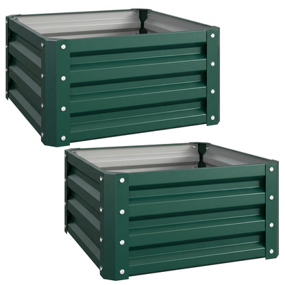 Outsunny Set of Two 60 x 60cm Steel Planter Boxes - Green