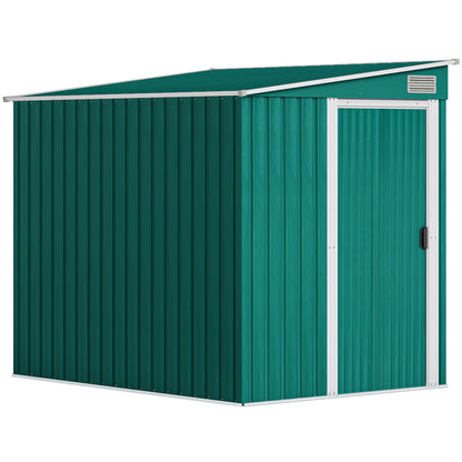 Outsunny 7 x 5ft Galvanised Metal Shed, with Sliding Door - Green